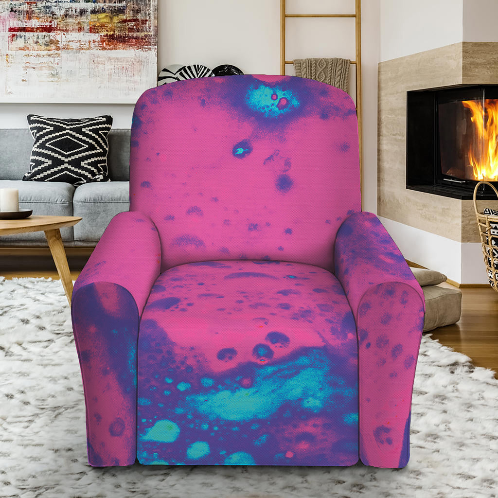 Pink And Blue Acid Melt Print Recliner Slipcover