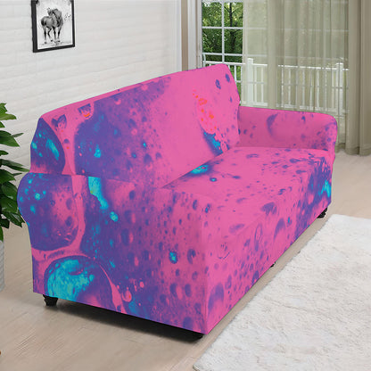 Pink And Blue Acid Melt Print Sofa Cover