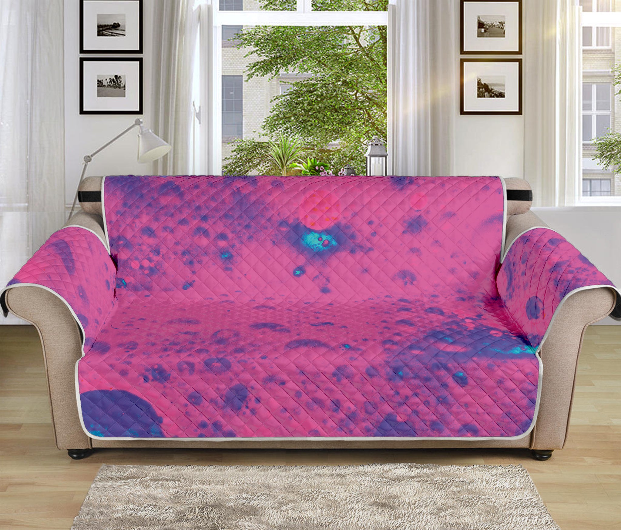 Pink And Blue Acid Melt Print Sofa Protector