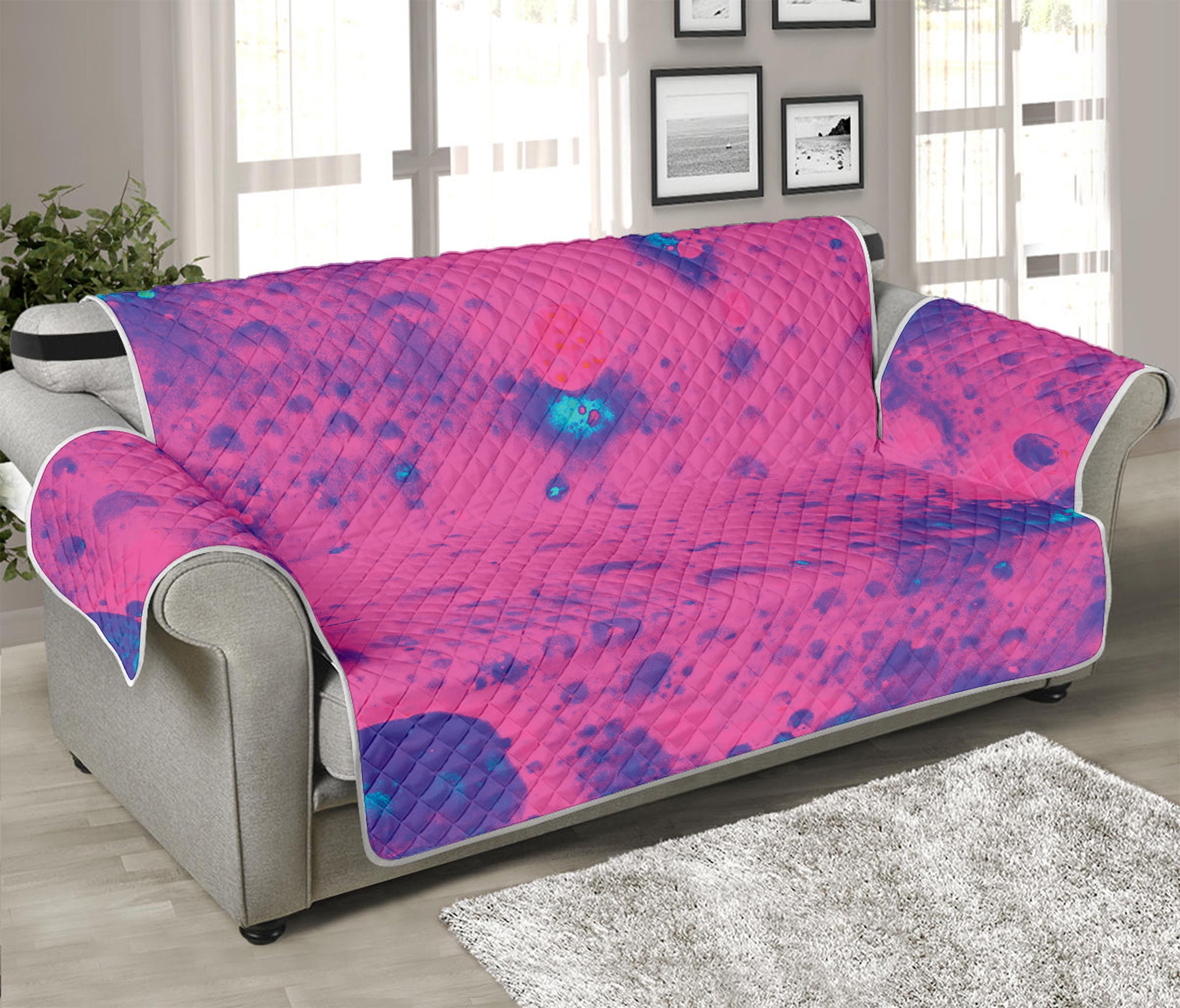 Pink And Blue Acid Melt Print Sofa Protector