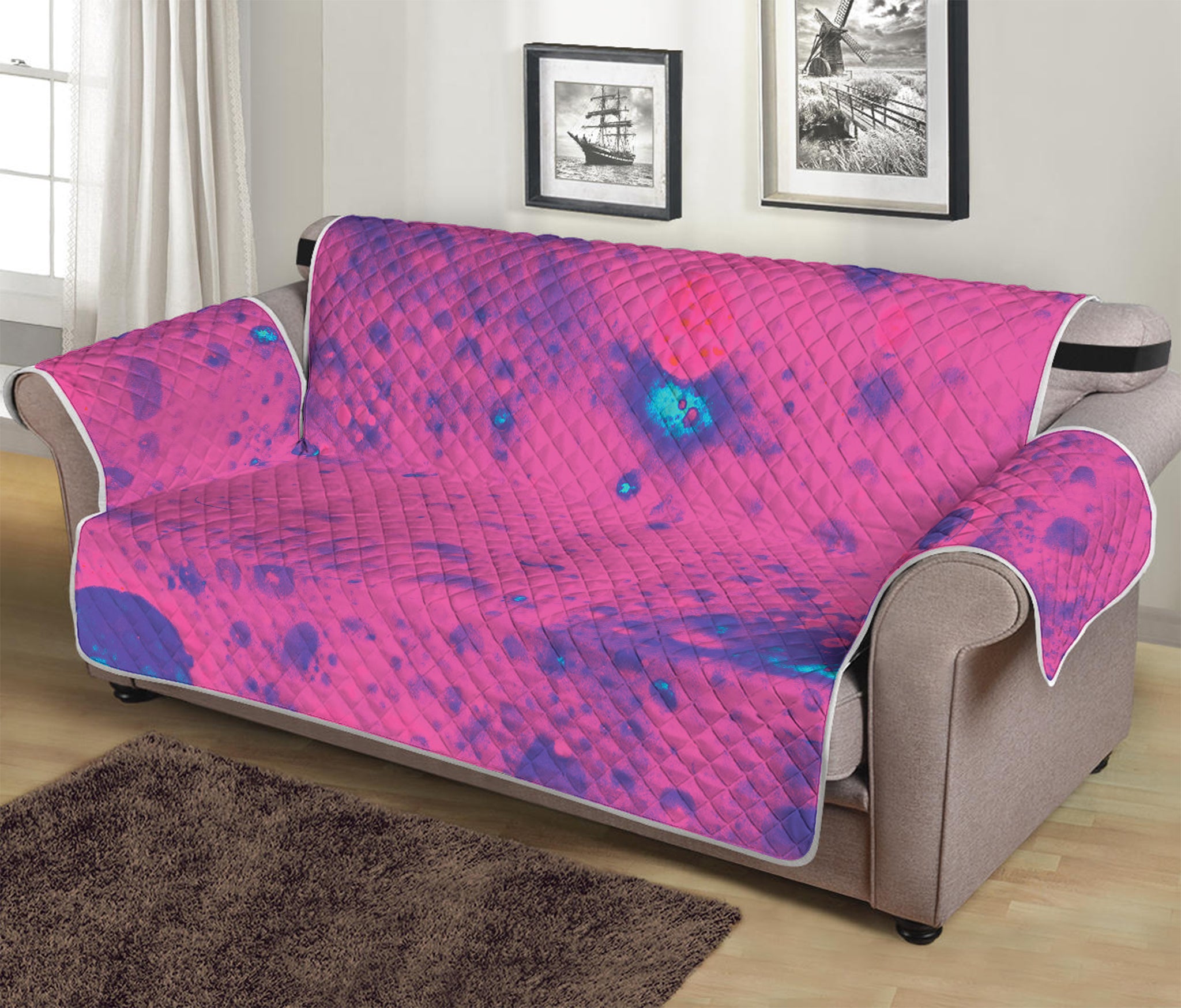 Pink And Blue Acid Melt Print Sofa Protector