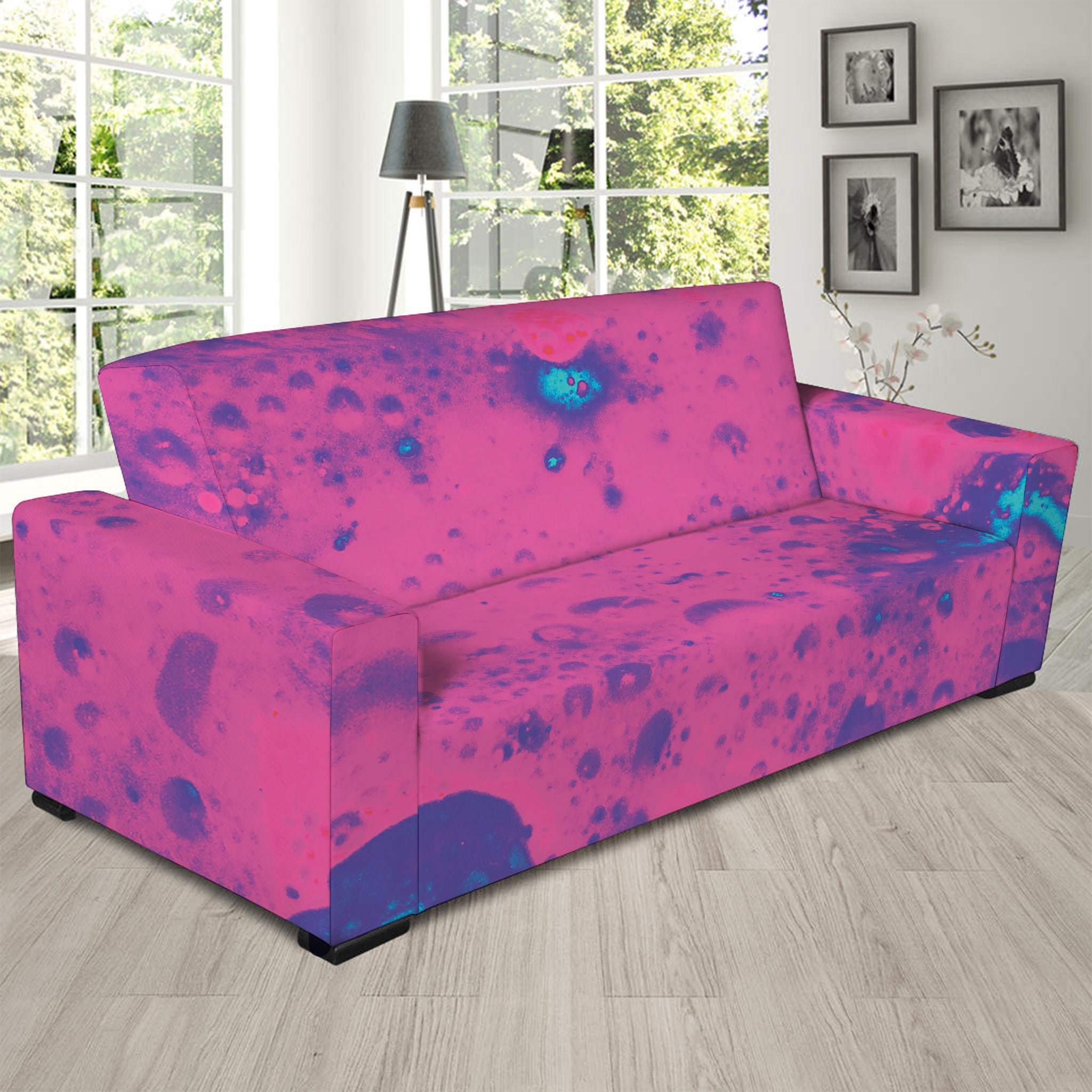 Pink And Blue Acid Melt Print Sofa Slipcover