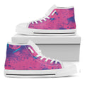 Pink And Blue Acid Melt Print White High Top Sneakers