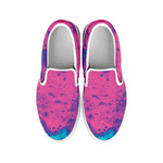 Pink And Blue Acid Melt Print White Slip On Shoes