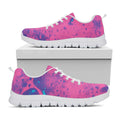 Pink And Blue Acid Melt Print White Running Shoes