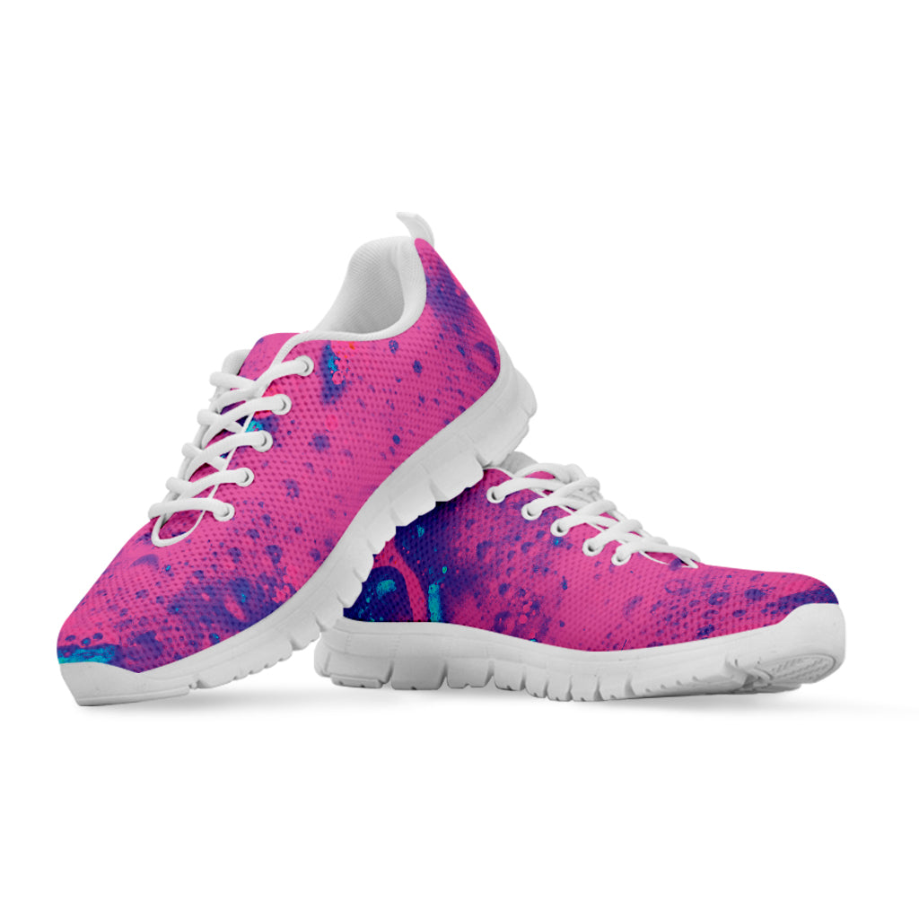 Pink And Blue Acid Melt Print White Sneakers