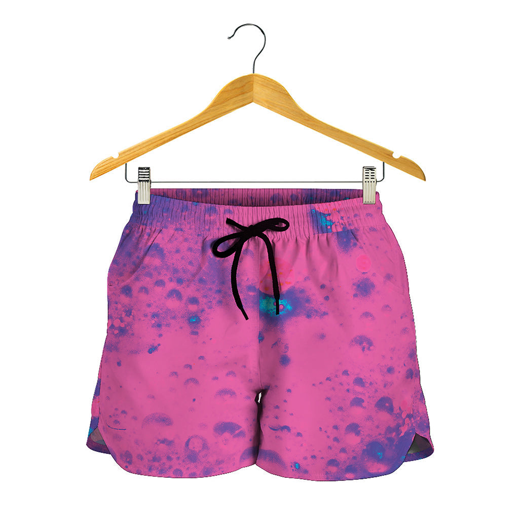 Pink And Blue Acid Melt Print Women's Shorts