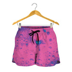 Pink And Blue Acid Melt Print Women's Shorts