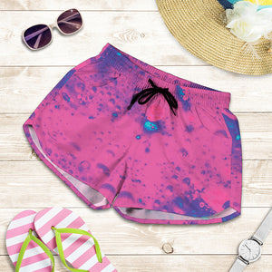 Pink And Blue Acid Melt Print Women's Shorts