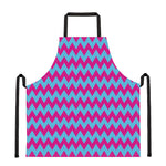 Pink And Blue Chevron Pattern Print Apron