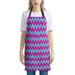 Pink And Blue Chevron Pattern Print Apron