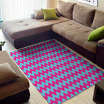 Pink And Blue Chevron Pattern Print Area Rug