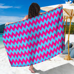 Pink And Blue Chevron Pattern Print Beach Sarong Wrap