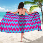 Pink And Blue Chevron Pattern Print Beach Sarong Wrap