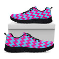 Pink And Blue Chevron Pattern Print Black Running Shoes
