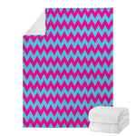 Pink And Blue Chevron Pattern Print Blanket