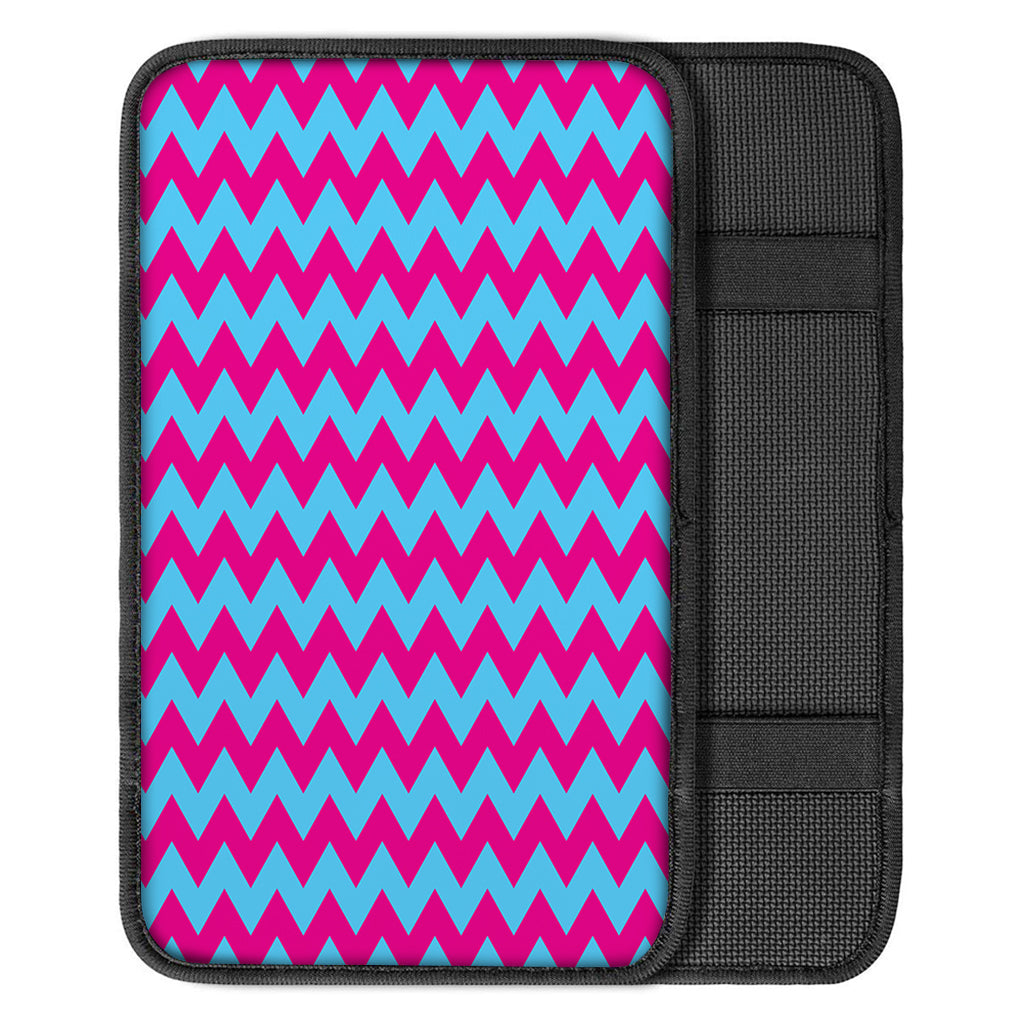 Pink And Blue Chevron Pattern Print Car Center Console Cover