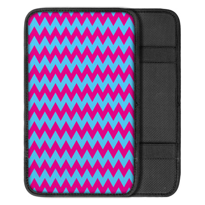 Pink And Blue Chevron Pattern Print Car Center Console Cover