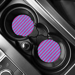 Pink And Blue Chevron Pattern Print Car Coasters