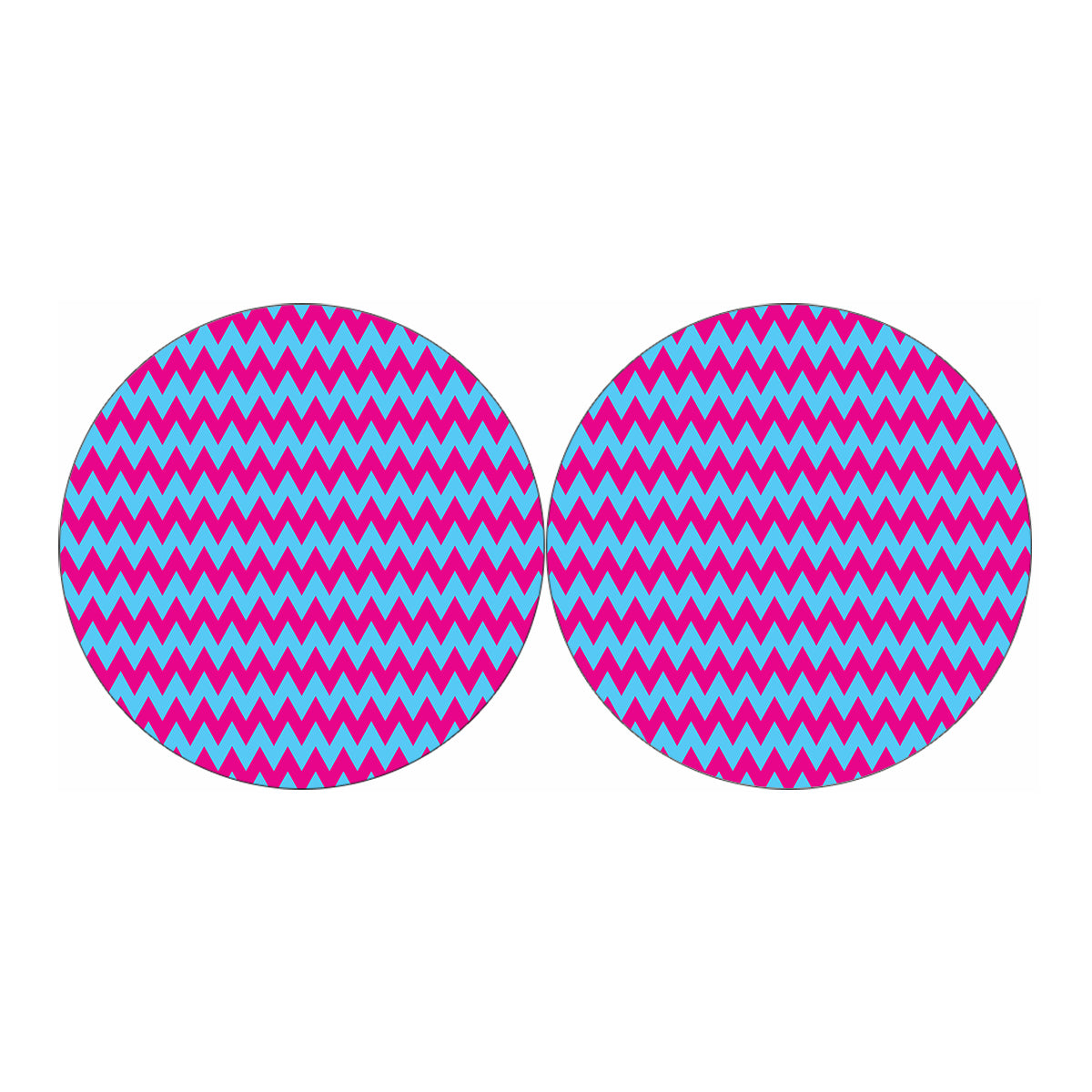 Pink And Blue Chevron Pattern Print Car Coasters