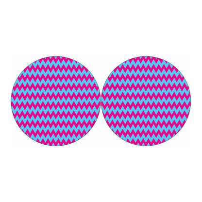 Pink And Blue Chevron Pattern Print Car Coasters