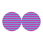 Pink And Blue Chevron Pattern Print Car Coasters