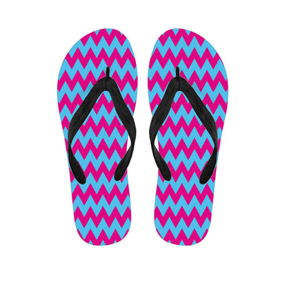 Pink And Blue Chevron Pattern Print Flip Flops