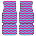 Pink And Blue Chevron Pattern Print Front and Back Car Floor Mats