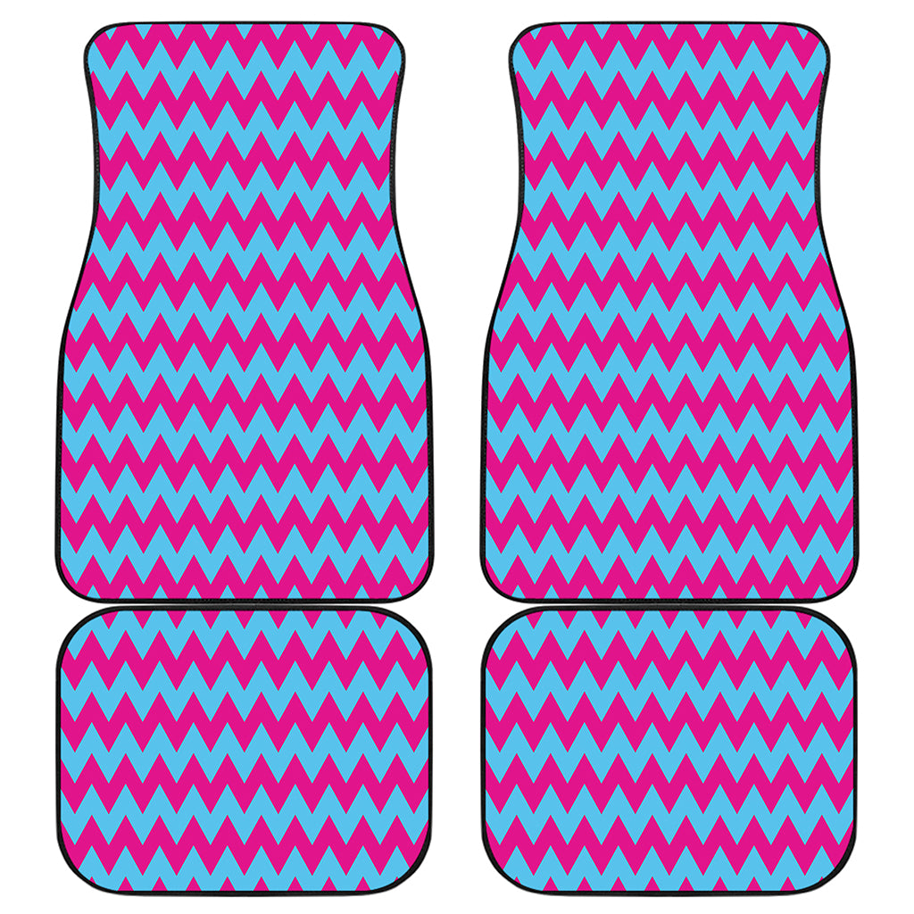 Pink And Blue Chevron Pattern Print Front and Back Car Floor Mats