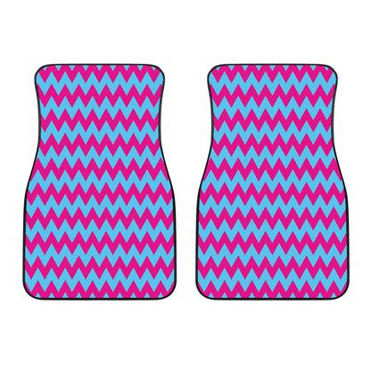 Pink And Blue Chevron Pattern Print Front Car Floor Mats