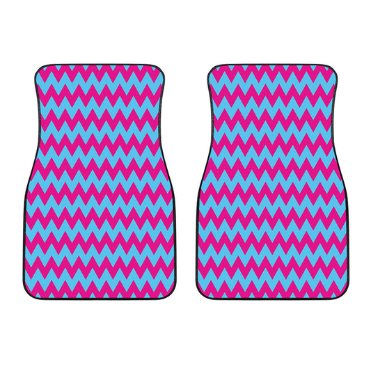 Pink And Blue Chevron Pattern Print Front Car Floor Mats