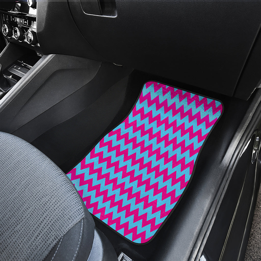 Pink And Blue Chevron Pattern Print Front Car Floor Mats