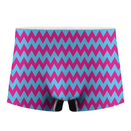 Pink And Blue Chevron Pattern Print Men's Boxer Briefs