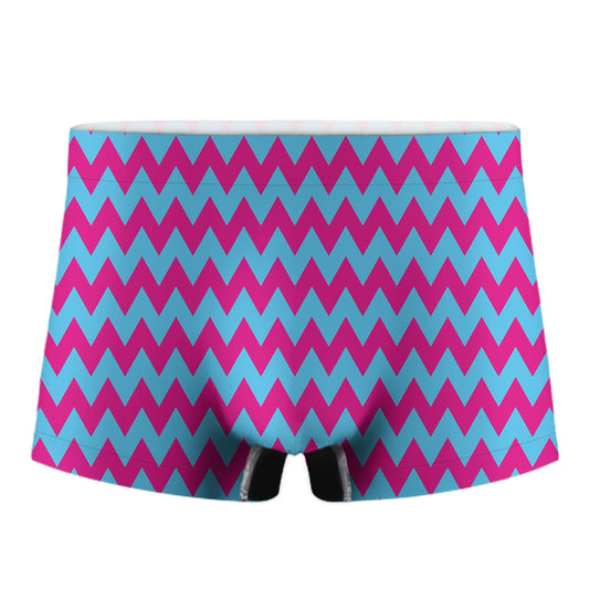 Pink And Blue Chevron Pattern Print Men's Boxer Briefs
