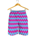 Pink And Blue Chevron Pattern Print Men's Shorts