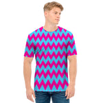 Pink And Blue Chevron Pattern Print Men's T-Shirt