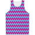 Pink And Blue Chevron Pattern Print Men's Tank Top