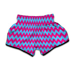 Pink And Blue Chevron Pattern Print Muay Thai Boxing Shorts
