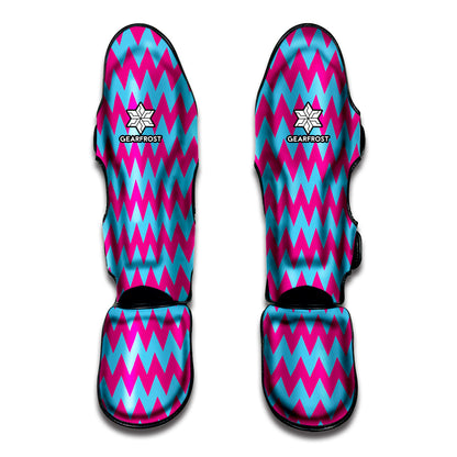 Pink And Blue Chevron Pattern Print Muay Thai Shin Guard