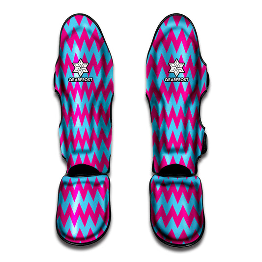 Pink And Blue Chevron Pattern Print Muay Thai Shin Guard