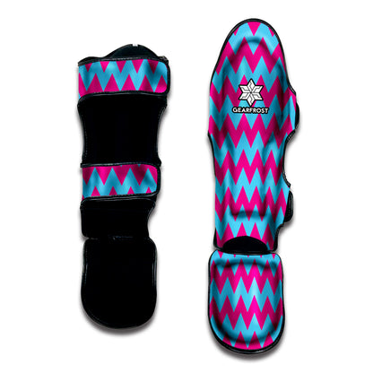 Pink And Blue Chevron Pattern Print Muay Thai Shin Guard