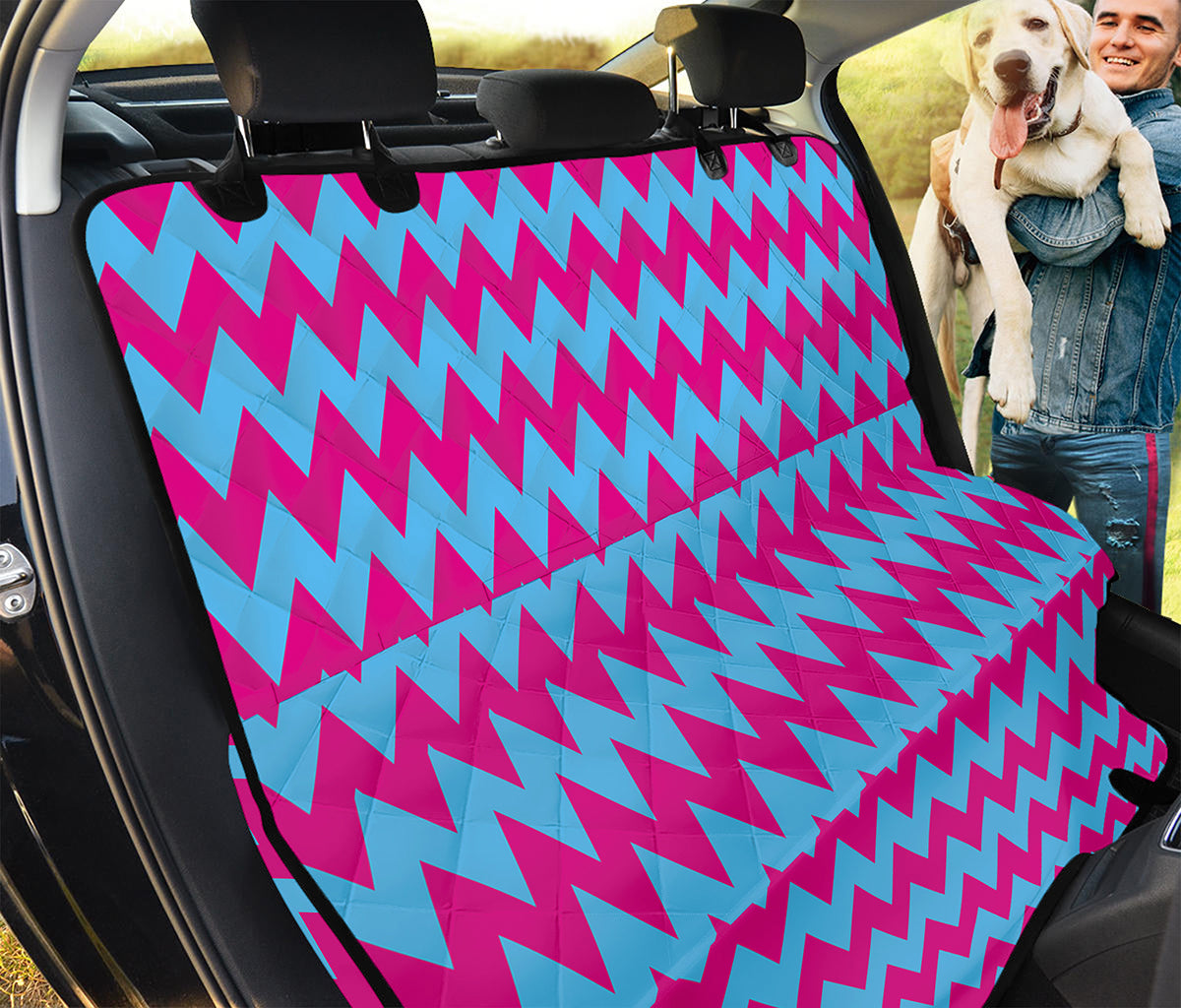 Pink And Blue Chevron Pattern Print Pet Car Back Seat Cover