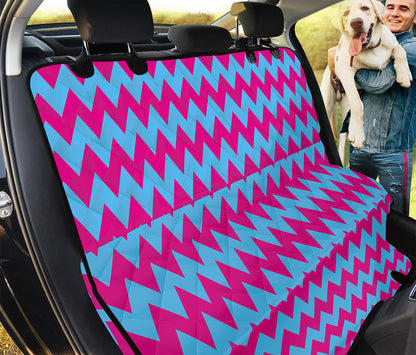 Pink And Blue Chevron Pattern Print Pet Car Back Seat Cover