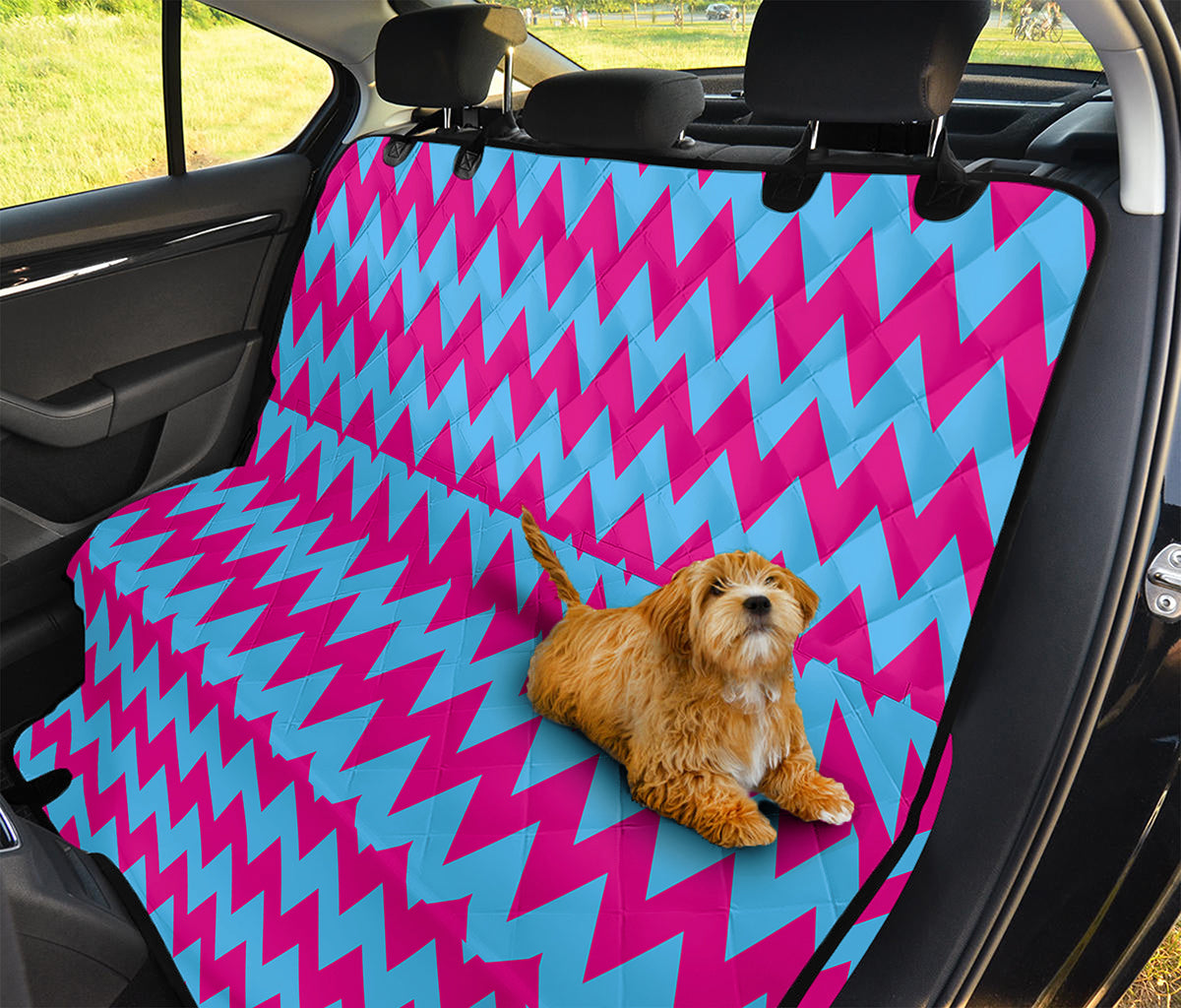 Pink And Blue Chevron Pattern Print Pet Car Back Seat Cover