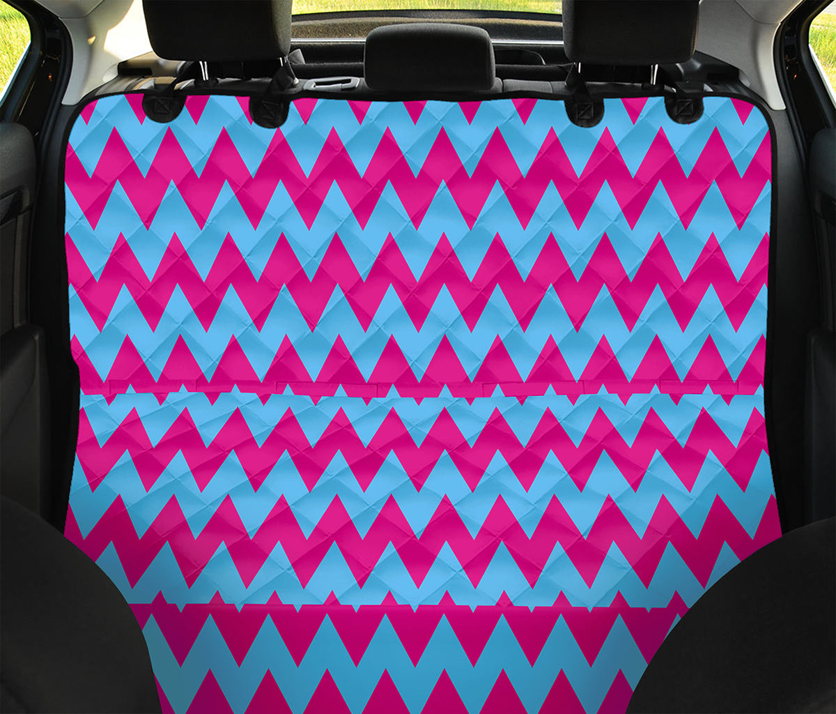 Pink And Blue Chevron Pattern Print Pet Car Back Seat Cover