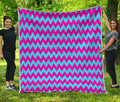 Pink And Blue Chevron Pattern Print Quilt