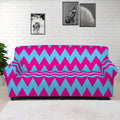 Pink And Blue Chevron Pattern Print Sofa Cover