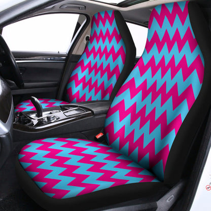 Pink And Blue Chevron Pattern Print Universal Fit Car Seat Covers