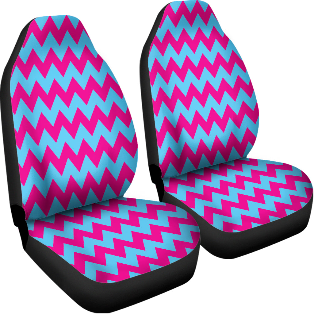 Pink And Blue Chevron Pattern Print Universal Fit Car Seat Covers
