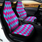Pink And Blue Chevron Pattern Print Universal Fit Car Seat Covers